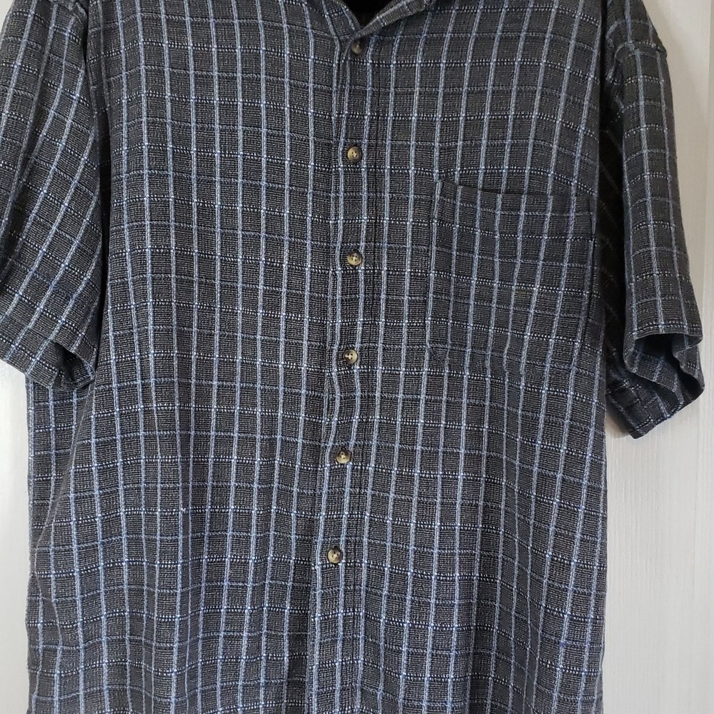 Mens Expressions Plaid 100%‎ Cotton Short Sleeve Button Down Gorpcore Shirt L